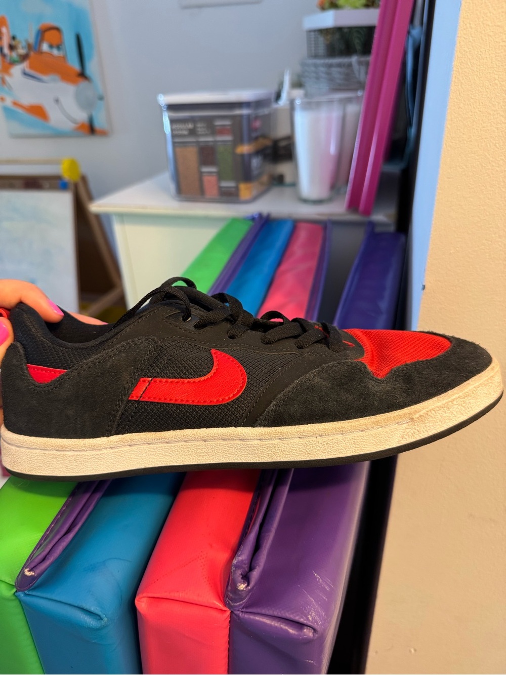Men’s Black and Red Skate Shoe - Nike
